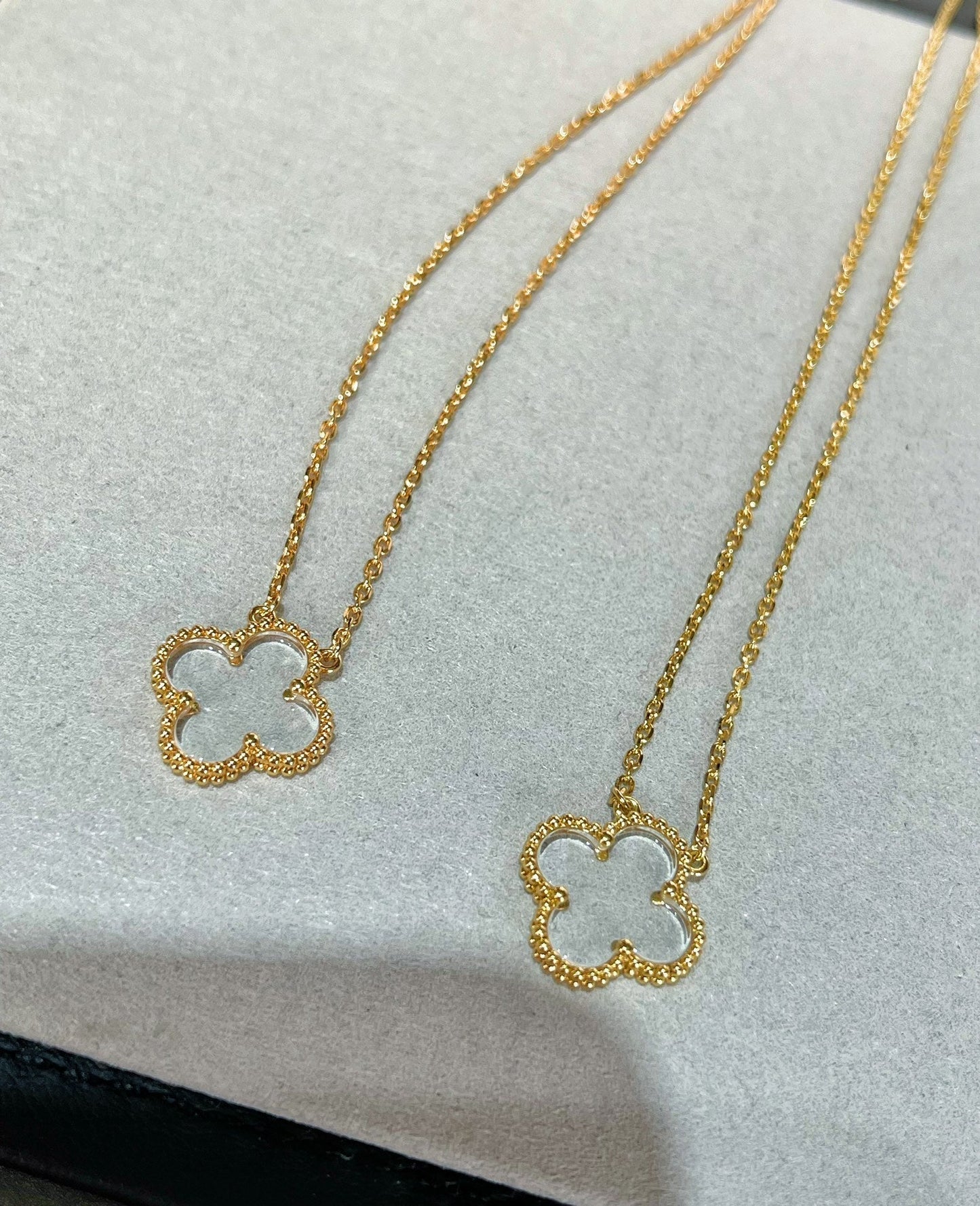 [Echo Fine ]CLOVER ROCK CRYSTAL ROSE GOLD NECKLACE