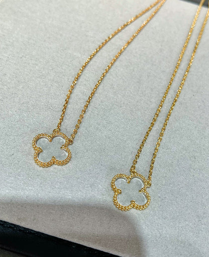 [Echo Fine ]CLOVER ROCK CRYSTAL ROSE GOLD NECKLACE
