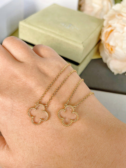 [Echo Fine ]CLOVER ROCK CRYSTAL ROSE GOLD NECKLACE