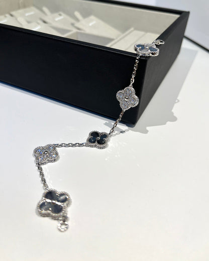[Echo Fine ]CLOVER 5 MOTIF SILVER DIAMOND BRACELET