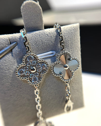[Echo Fine ]CLOVER 5 MOTIF SILVER DIAMOND BRACELET