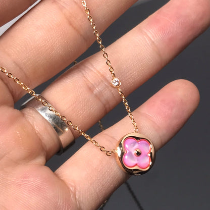 [Echo Fine ]COLOR BLOSSOM PINK MOP SUN GOLD NECKLACE