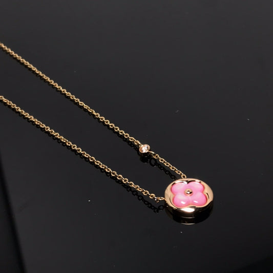 [Echo Fine ]COLOR BLOSSOM PINK MOP SUN GOLD NECKLACE