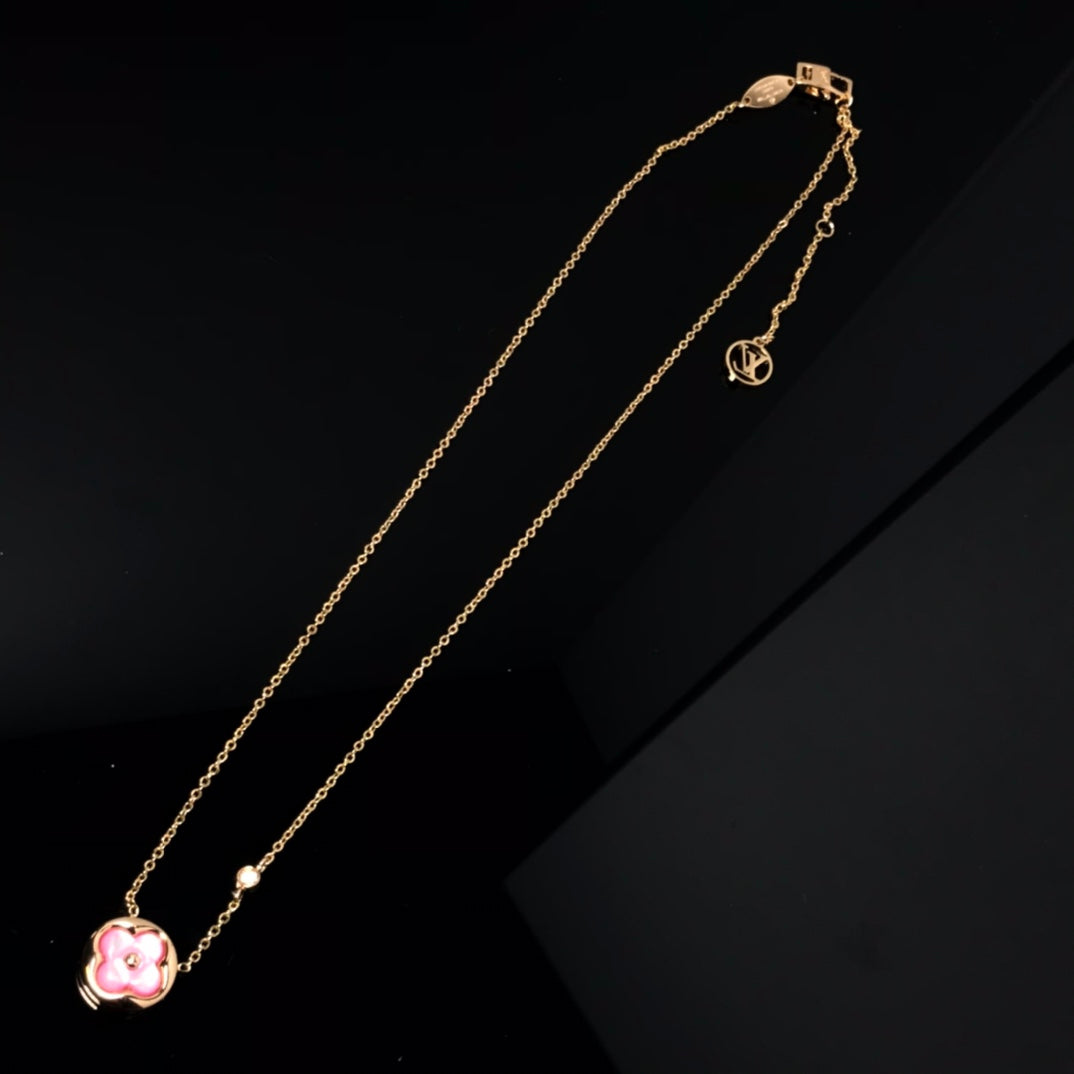 [Echo Fine ]COLOR BLOSSOM PINK MOP SUN GOLD NECKLACE