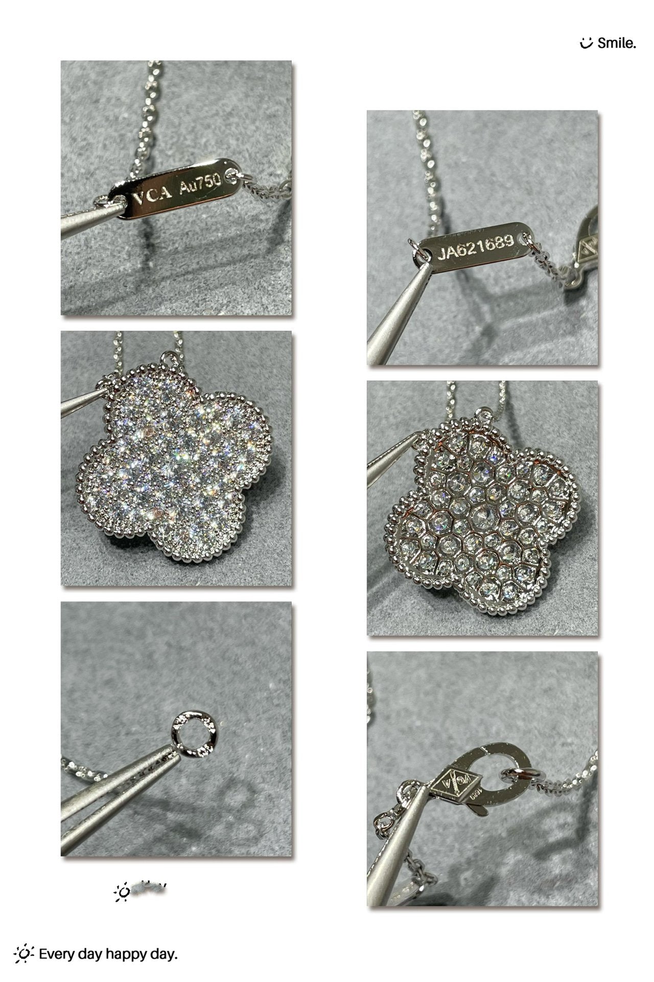 [Echo Fine ]CLOVER 25MM LARGE PENDANT DIAMOND PAVED SILVER NECKLACE