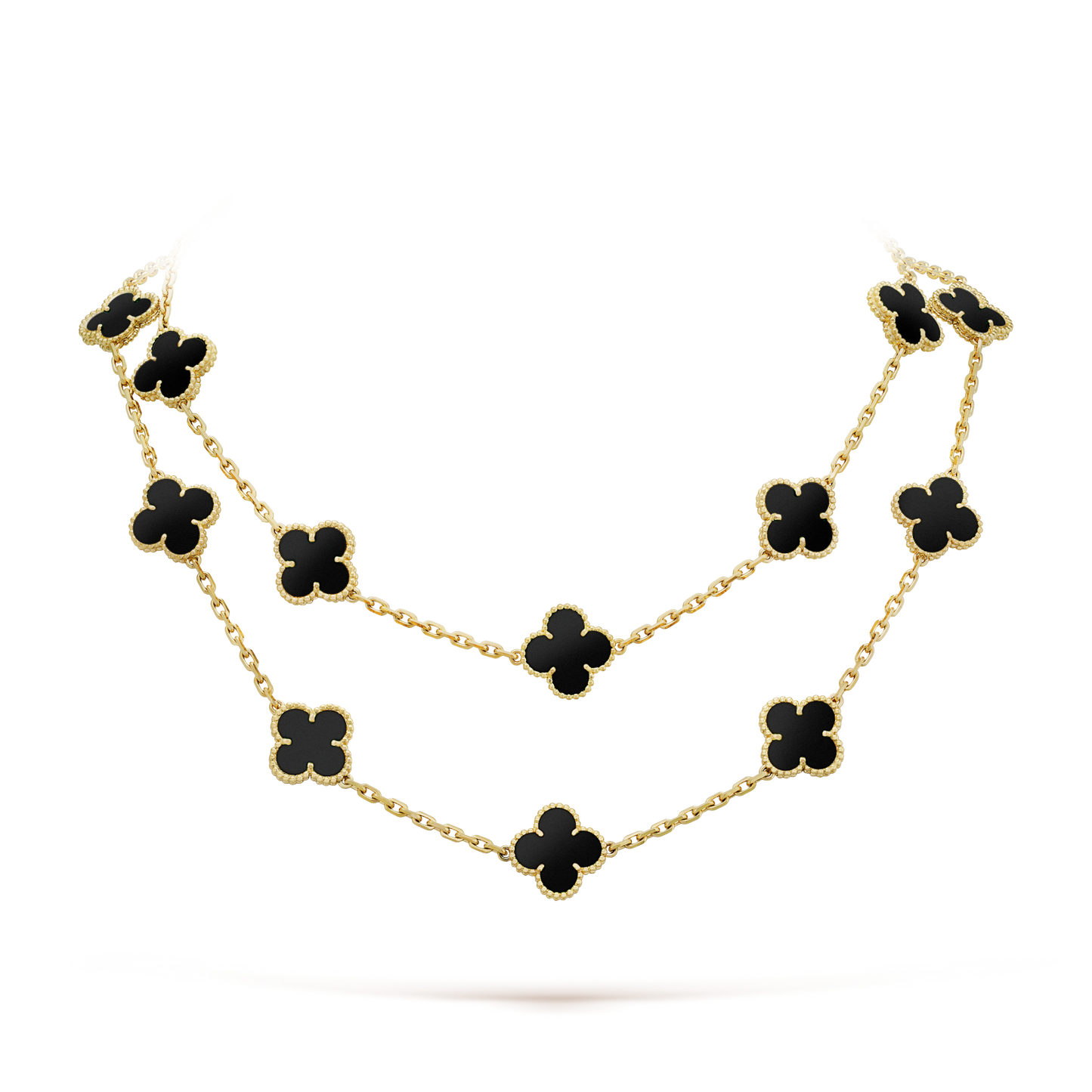 [Echo Fine ]CLOVER 20 MOTIFS ONYX NECKLACE