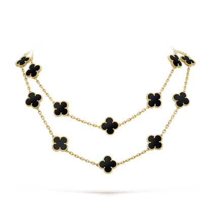 [Echo Fine ]CLOVER 20 MOTIFS ONYX NECKLACE