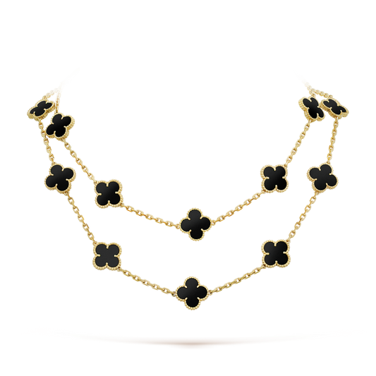 [Echo Fine ]CLOVER 20 MOTIFS ONYX NECKLACE