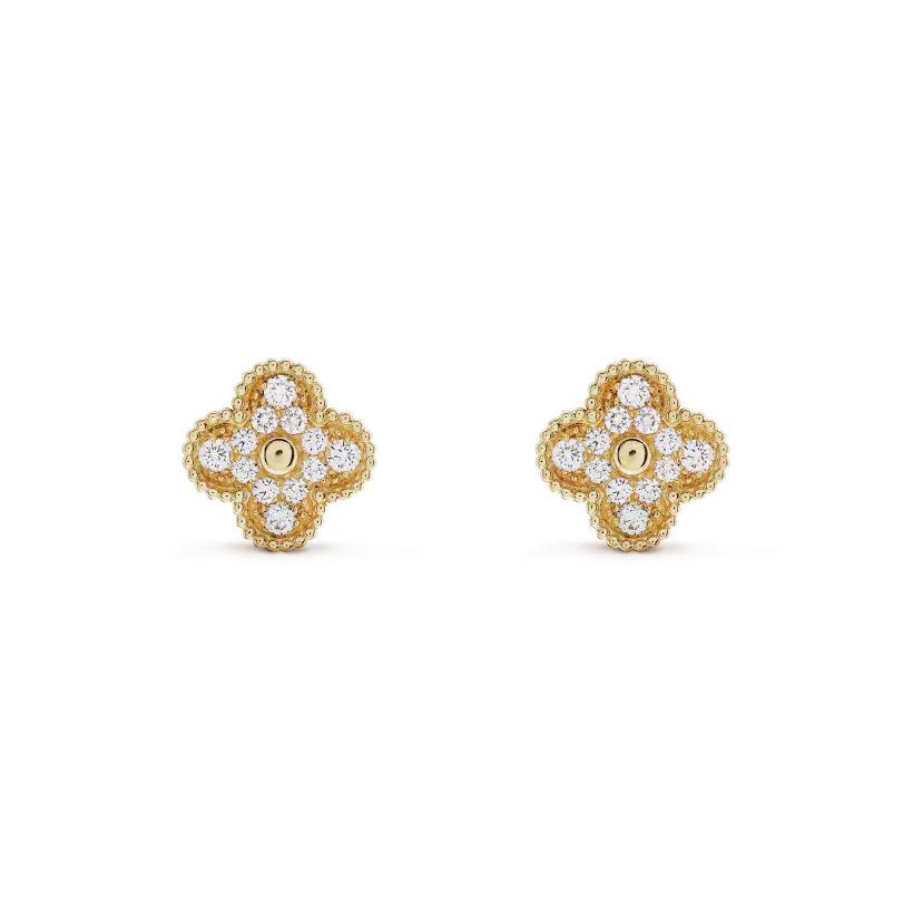 [Echo Fine ]CLOVER MEDIUM 1 MOTIFS FUll DIAMOND EARRINGS