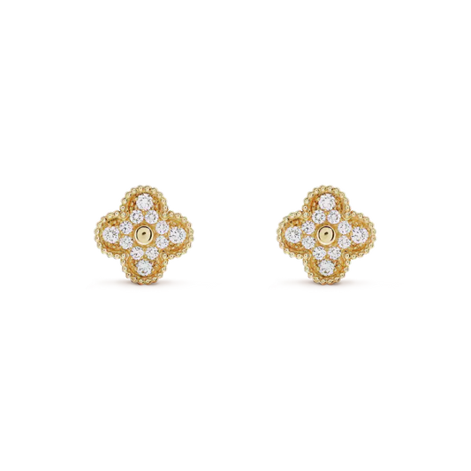 [Echo Fine ]CLOVER MEDIUM 1 MOTIFS FUll DIAMOND EARRINGS