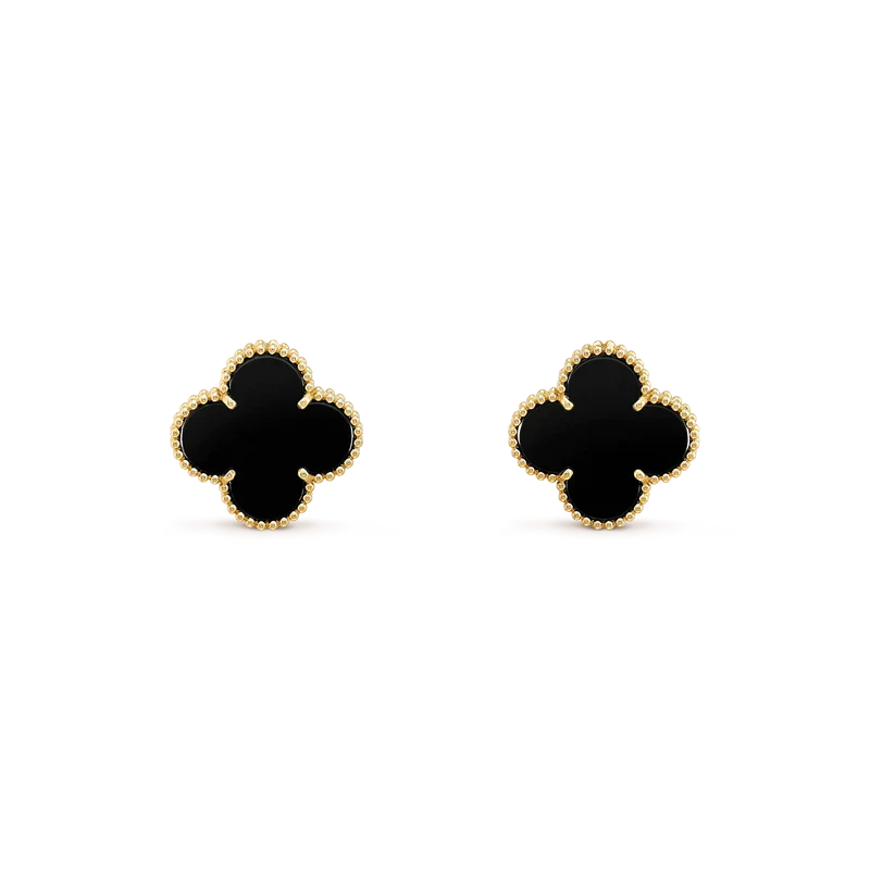 [Echo Fine ]CLOVER MEDIUM 1 MOTIFS  ONYX STUD EARRINGS