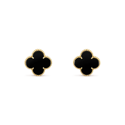 [Echo Fine ]CLOVER MEDIUM 1 MOTIFS  ONYX STUD EARRINGS
