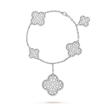 [Echo Fine ]CLOVER 6 MOTIFS SILVER DIAMOND BRACELET