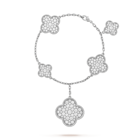[Echo Fine ]CLOVER 6 MOTIFS SILVER DIAMOND BRACELET