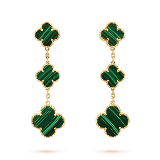 [Echo Fine ]CLOVER MALACHITE 3 MOTIFS GOLD
