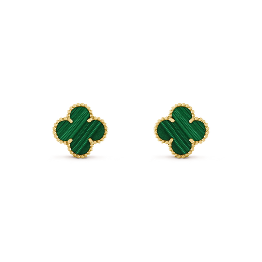 [Echo Fine ]CLOVER MEDIUM 1 MOTIFS MALACHITE  EARRINGS