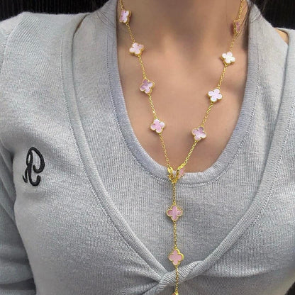 [Echo Fine ]CLOVER 20 MOTIFS PINK MOP NECKLACE