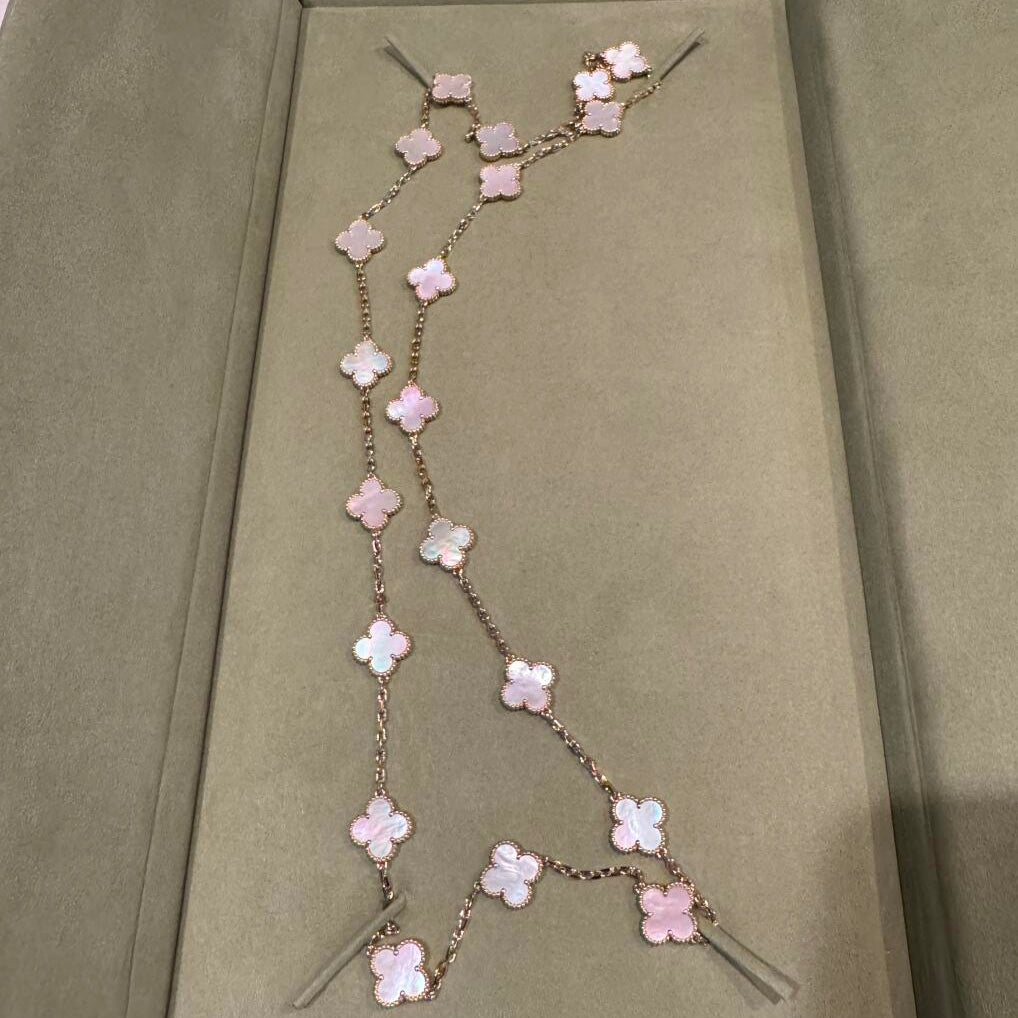 [Echo Fine ]CLOVER 20 MOTIFS PINK MOP NECKLACE