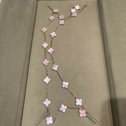 [Echo Fine ]CLOVER 20 MOTIFS PINK MOP NECKLACE