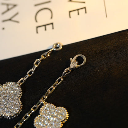 [Echo Fine ]CLOVER BRACELET 5 MOTIF SILVER DIAMOND PAVED