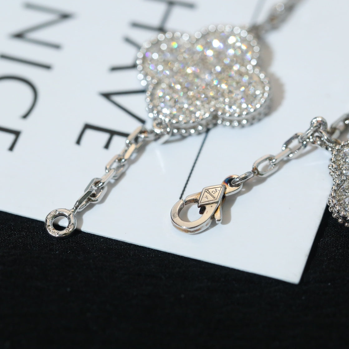 [Echo Fine ]CLOVER BRACELET 5 MOTIF SILVER DIAMOND PAVED