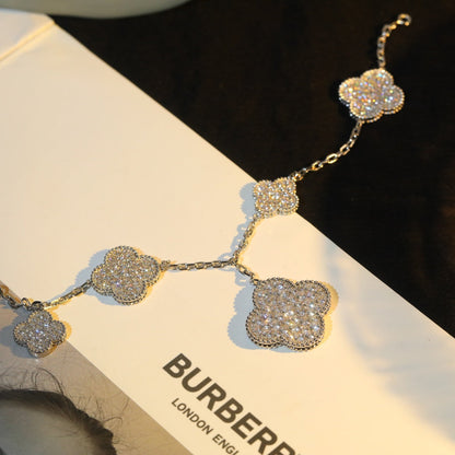 [Echo Fine ]CLOVER BRACELET 5 MOTIF SILVER DIAMOND PAVED