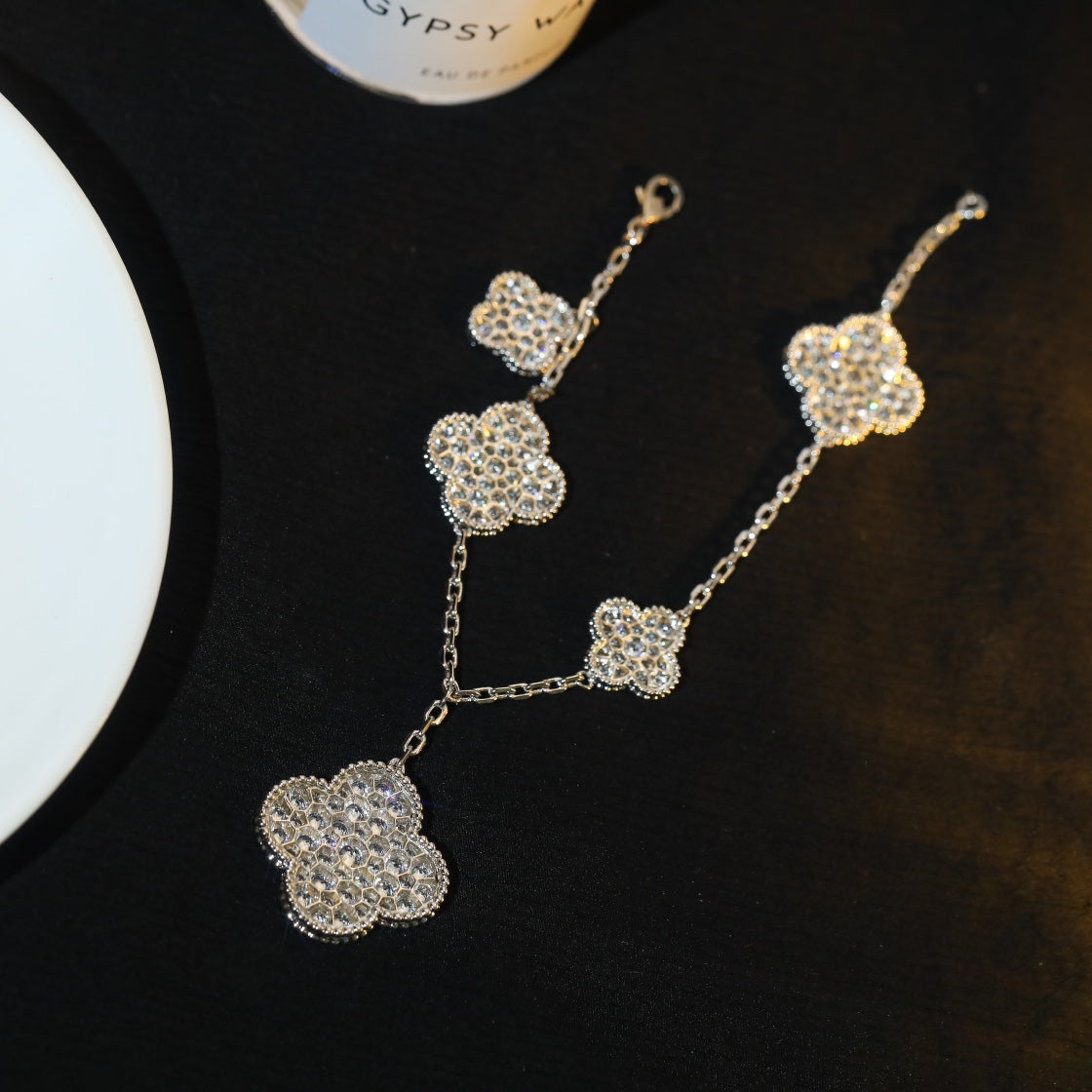 [Echo Fine ]CLOVER BRACELET 5 MOTIF SILVER DIAMOND PAVED