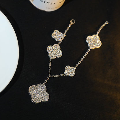[Echo Fine ]CLOVER BRACELET 5 MOTIF SILVER DIAMOND PAVED
