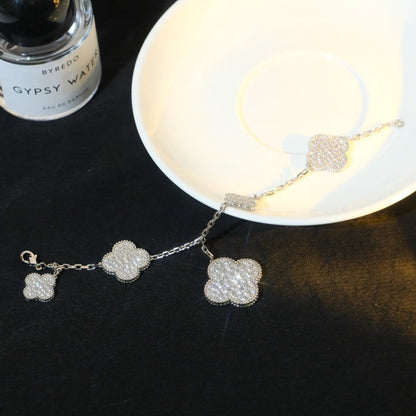 [Echo Fine ]CLOVER BRACELET 5 MOTIF SILVER DIAMOND PAVED