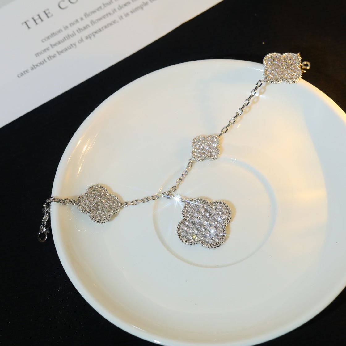 [Echo Fine ]CLOVER BRACELET 5 MOTIF SILVER DIAMOND PAVED