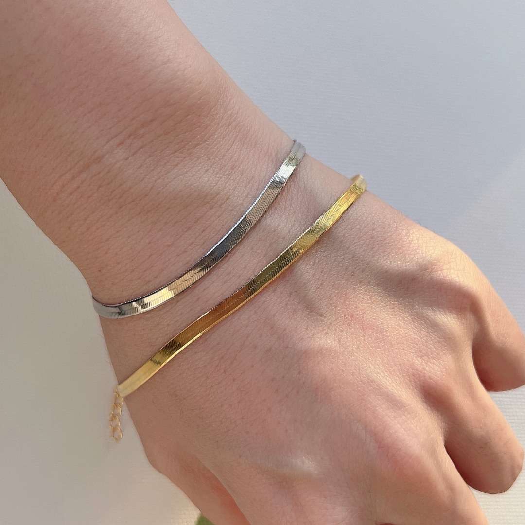 [Echo Fine ]Flat Snake Bone Chain Blade Necklace