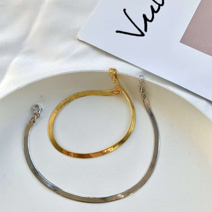 [Echo Fine ]Flat Snake Bone Chain Blade Necklace