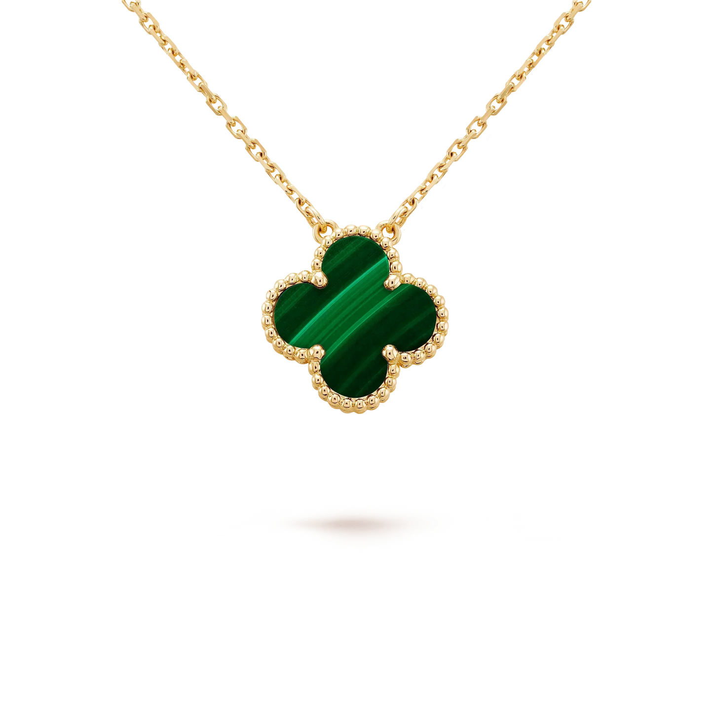 [Echo Fine ]CLOVER 15MM MALACHITE SINGLE FLOWER  NECKLACE