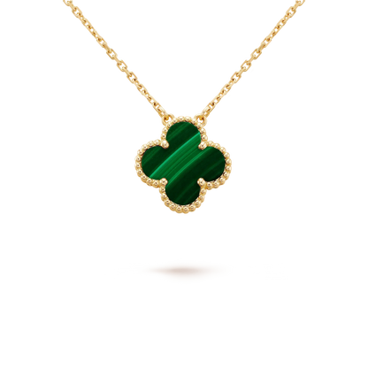 [Echo Fine ]CLOVER 15MM MALACHITE SINGLE FLOWER  NECKLACE