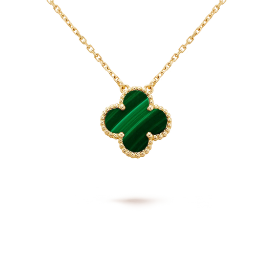 [Echo Fine ]CLOVER 15MM MALACHITE SINGLE FLOWER  NECKLACE