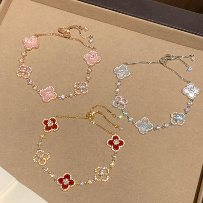[Echo Fine ]CLOVER 5 MOTIF PINK BLUE RED WHITE BRACELET