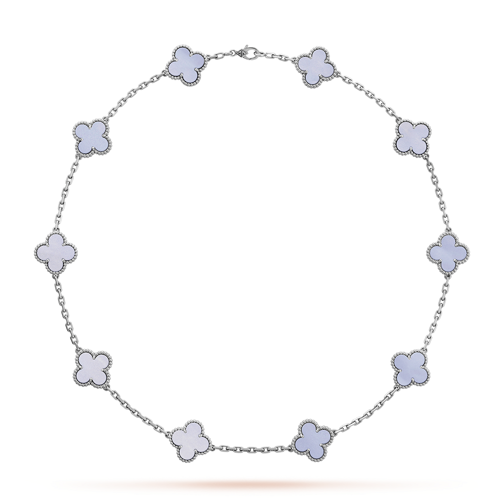 [Echo Fine ]CLOVER 10 MOTIFS BLUE CHALCEDONY NECKLACE
