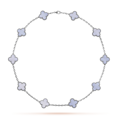 [Echo Fine ]CLOVER 10 MOTIFS BLUE CHALCEDONY NECKLACE