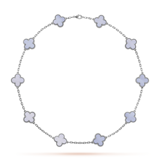 [Echo Fine ]CLOVER 10 MOTIFS BLUE CHALCEDONY NECKLACE