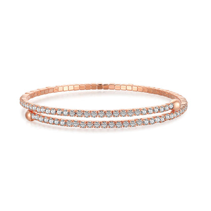[Echo Fine ]Row of Diamonds Round Fashion Bracelet