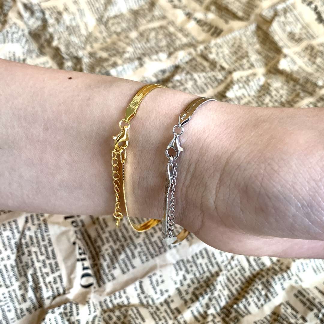 [Echo Fine ]Flat Snake Bone Chain Blade Necklace