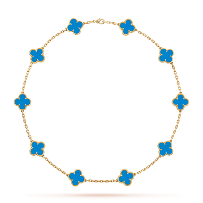 [Echo Fine ]CLOVER 10 MOTIFS BLUE AGATE NECKLACE