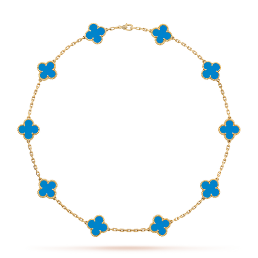 [Echo Fine ]CLOVER 10 MOTIFS BLUE AGATE NECKLACE