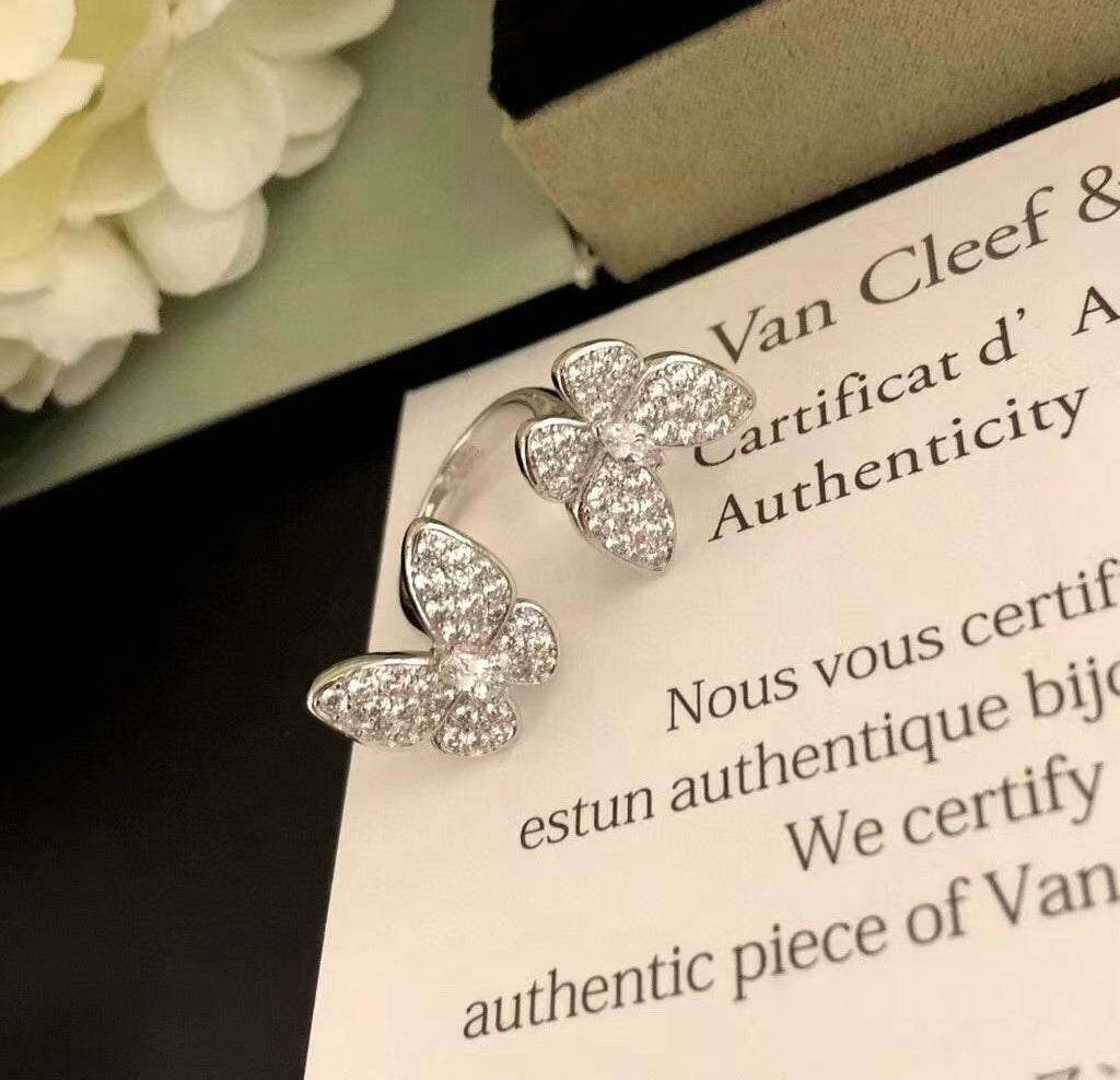 [Echo Fine ]TWIN SILVER BUTTERFLY DIAMOND RING