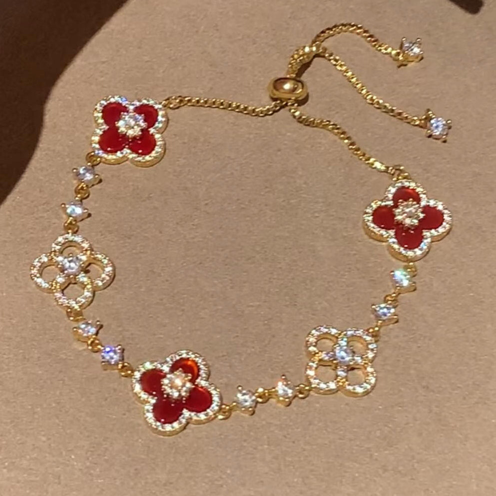 [Echo Fine ]CLOVER 5 MOTIF PINK BLUE RED WHITE BRACELET