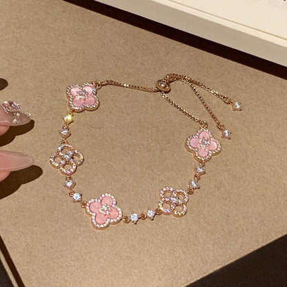 [Echo Fine ]CLOVER 5 MOTIF PINK BLUE RED WHITE BRACELET