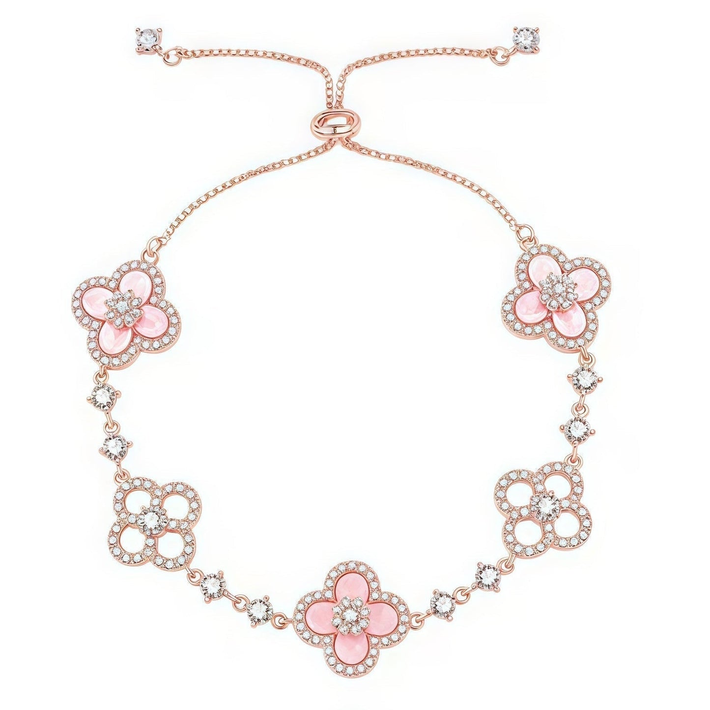 [Echo Fine ]CLOVER 5 MOTIF PINK BLUE RED WHITE BRACELET