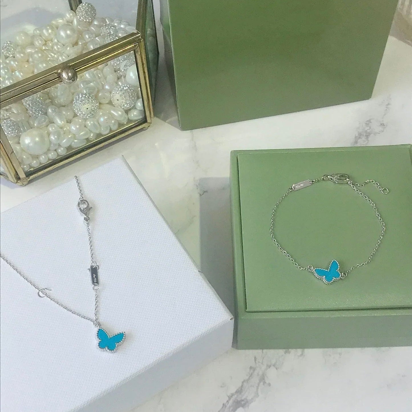 [Echo Fine ]BUTTERFLY TURQUOISE BUTTERFLY BRACELET SILVER