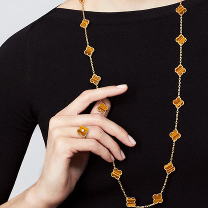[Echo Fine ]CLOVER 20 MOTIFS TIGER EYE ROSE GOLD