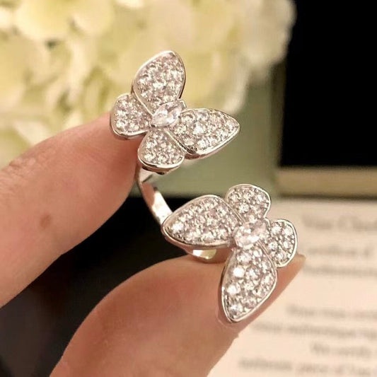 [Echo Fine ]TWIN SILVER BUTTERFLY DIAMOND RING